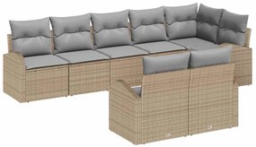 Conjunto de Sofás para Jardim vidaXL 8 Peças com Almofadas Bege Vime Polietileno