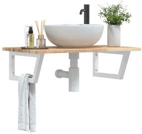 vidaXL Prateleira de parede p/ lavatório aço/madeira de acácia maciça
