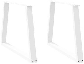 Mesa de jantar pernas 2pcs forma de V 90x(72-73,3)cm aço branco