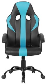 Cadeira de escritório em pele sintética preta e azul SUCCESS Beliani