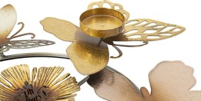 Castiçal Redondo com Borboletas e Flores Multicolor – 39x35,5x7 cm