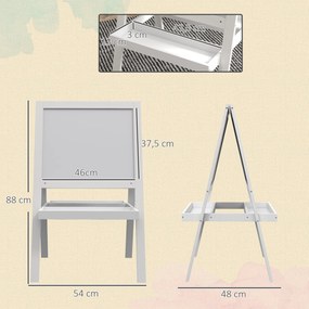 Quadro infantil 2 em 1 54 C x 48 L x 88 A cm com um lado de ardósia magnética e outro de quadro negro para giz branco