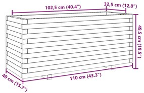 Vaso/floreira jardim 110x40x49,5 cm pinho maciço castanho mel