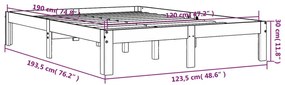 Cama sem colchão 120x190 cm madeira pinho maciça castanho-mel