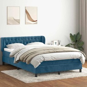 vidaXL Cama com molas/colchão 140x210 cm veludo azul-escuro