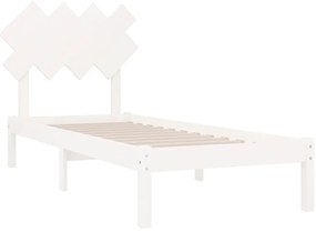 Estrutura de cama solteiro 90x190 cm madeira maciça branco