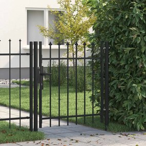 vidaXL Portão de vedação individual com topo em espeto aço 1x1m preto