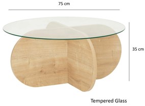 Mesa de Café Bubble - Carvalho Safira - 75cm x 35cm x 75cm