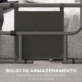 Grade para Cama Adulto Guarda de Segurança para Cama Dobrável com Bolso de Armazenamento 71x61x86-104 cm Cinza