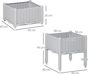 Conjunto de 2 Floreiras Quadradas Floreiras para Flores e Vegetais com