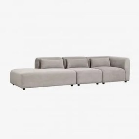 Sofá Modular De Canto Em 3 Peças Com Chaise Longue À Esquerda Fogler Bombazina Cinzento Toupeira Claro - Sklum
