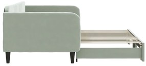 Sofá-cama com gavetão 100x200 cm veludo cinzento-claro