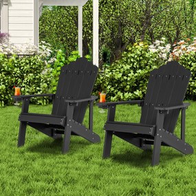 Conjunto de 2 cadeiras HIPS com porta-copos, em imitação de madeira realista, resistentes às intempéries, para pátio, jardim, terraço ou lareira, com