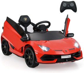 Carro elétrico de brinquedo Lamborghini 12V licenciado para crianças, veículo elétrico de controle remoto branco