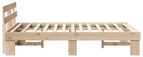 Estrado de Cama com Cabeceira 120x190 cm Madeira Maciça de Pinho