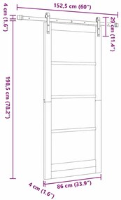 Porta Deslizante com Conjunto de Ferragens Branca 86x198.5 cm Madeira