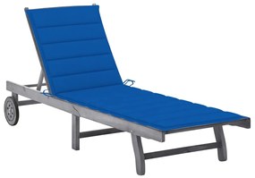vidaXL Espreguiçadeira de jardim c/ almofadão acácia maciça cinzento