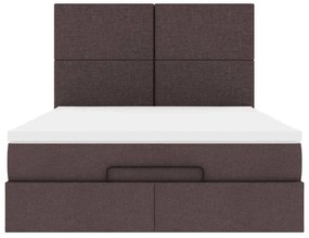 Estrutura cama otomana colchão 140x200cm tecido castanho escuro