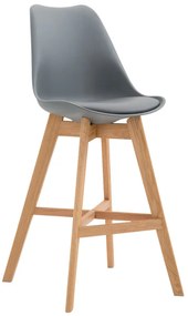 Banco de bar Cannes em plástico com estrutura de Cor Natural 48 x 112 x 56 cm Cinzento