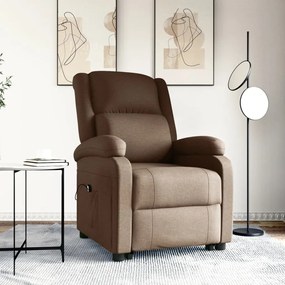 vidaXL Poltrona elevatória tecido castanho