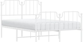 Estrutura de cama com cabeceira e pés 120x190 cm metal branco