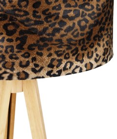 Candeeiro de pé moderno madeira abajur leopardo 50 cm - TRIPOD CLASSIC