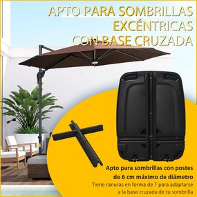 Outsunny Base de Chapéu de Sol com 2 Rodas Preenchível com Água 60kg A