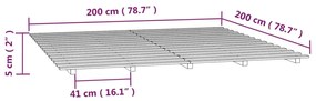 Estrutura de cama 200x200 cm madeira de pinho maciça cinzento