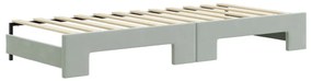Sofá-cama c/ gavetão e gavetas 80x200 cm veludo cinzento-claro