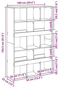 Estante 100x33x156,5 cm derivados de madeira branco