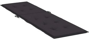 Almofadão para cadeira de terraço (75+105)x50x4 cm preto