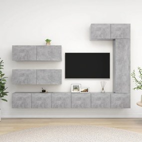 7 pcs conjunto de móveis de TV derivados madeira cinza cimento