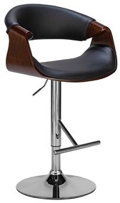 Banco de bar Foley em couro sintético com estrutura cromada 95-116 x 60 x 52 Castanho + Preto