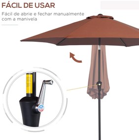 Chapéu de Sol de Jardim Ø260x235cm Chapéu de Sol de Alumínio Reclináve