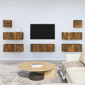 7 pcs conjunto móveis TV derivados de madeira carvalho fumado