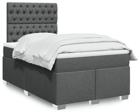 Cama boxspring com colchão 120x190 cm tecido cinzento-escuro