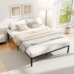 Estrutura de cama metálica 200 x 140 cm com ripas (COLCHÃO NÃO INCLUIDO) Preta
