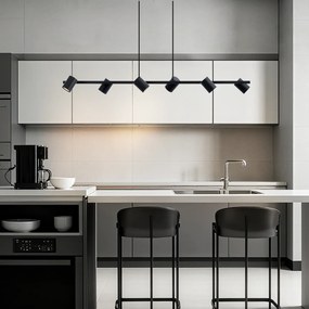 Candeeiro suspenso moderno preto com 6 luzes - Jeana Straight