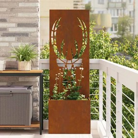 vidaXL Vaso de Jardim com Painel Decorativo Ferro Enferrujado