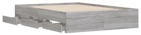 Estrutura de cama c/ gavetas derivados madeira cinza sonoma