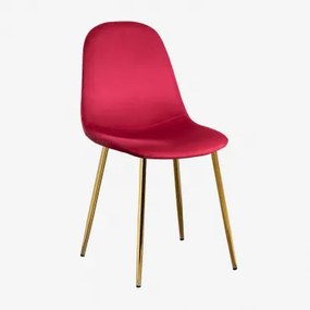 Cadeira de Veludo Glamm Vermelho & Dourado - Sklum