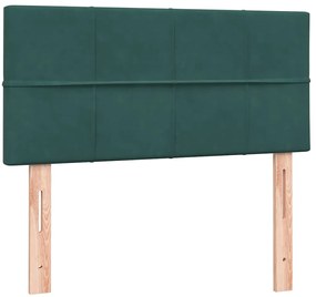 Cama com molas/colchão verde-escuro 80x210 cm veludo