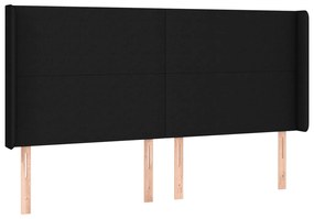 Cabeceira de cama c/ luzes LED tecido 183x16x118/128 cm preto