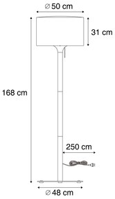 Candeeiro de Chão Exterior Escandinavo Bege com Abajur Branco IP44 - Mississippi Moderno