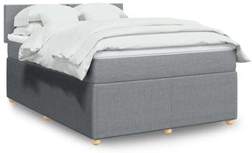 vidaXL Cama com molas/colchão 140x190 cm tecido cinzento-claro