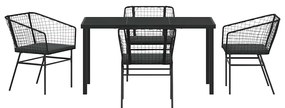 Conjunto de Jantar para Jardim de 5 Peças da com Almofadas Pretas em P