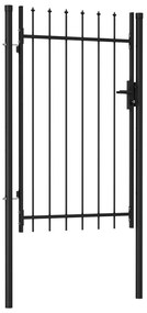 Portão de vedação individual topo em espeto aço 1x1,5m preto