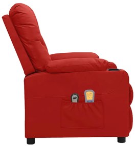 Poltrona de massagens elétrica couro artificial vermelho tinto