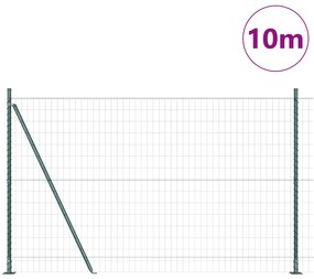 Cerca Euro com 7 Postes Flangeados 1.5x10 m Aço Galvanizado