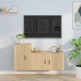 vidaXL 2pcs conjunto móveis de TV derivados de madeira carvalho sonoma